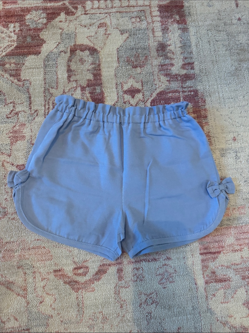 Nannette Light Blue Girls' Elastic Waist Shorts with Side Bows
